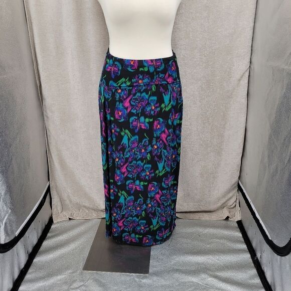 Beverly Drive Black Neon Florals Dress Skirt Swim cover-up Women's Plus Size - Picture 6 of 11